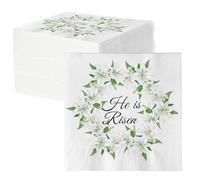 100 Pcs Easter He Is Risen Napkins Easter Dinner Disposable Paper Napkins for Religious Inspiring Party Decorations Supplies Spring Holiday Church Table Decorations