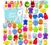 100 Pcs Easter Mochi Squishy Toys, Kawaii Mini Squishies Bulk for Kids Boys Girls Toddlers, Easter Basket Stuffers Egg Fillers Gifts Party Favors(Random)