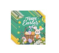 100 pcs Easter Napkins Paper, Happy Easter Paper Napkins with Bunny and Eggs Pattern, 16.5x16.5cm, Disposable Party Tableware (Green)