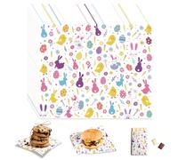 100 Pcs Easter Wax Paper Sheets for Food Bunny Easter Egg Basket Liners, PLULON Easter Chicks Deli Parchment Paper Candy Packaging Handmade Food Wrap Oil-Proof Cookie Box Liner for Kitchen