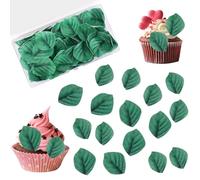 100 pcs Edible Green Leaves Cupcake Toppers,Edible cake decorations,Leaf Rice Paper,Leaf Cake Toppers,for Wedding Cake,Happy Birthday Party Decoration and Summer Hawaii Theme Jungle Party (Green)