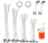 100 Pcs Extended Candle Wick, Candle Wicks,Candle Making Kit For Making Candles 25,30,35,40 cm(25 Each) With 2pcs Stainless Steel Wick Fixed Holder,200 Double-Sided Dots Stickers,For Diy Candle Making