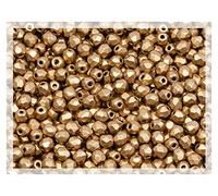 100 pcs Faceted Fire Polished Pressed Czech Glass Beads 3mm (0.12in), Aztec Pale Gold - 01710