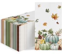 100 Pcs Fall Guest Napkins, Thanksgiving Disposable Paper Napkins, Autumn Watercolor Pumpkin Guest Towels for Thanksgiving Dinner Harvest Kitchen Bathroom Decor
