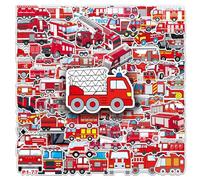 100 Pcs Fire Engine Stickers for Laptop Water Bottles,Bicycle,Skateboard,Computer,Firefighting Vehicles Cute Style Decorative Stickers Waterproof Vinyl,Graffiti Stickers for Girls Boys Children Teens