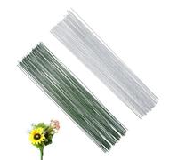 100 Pcs Florist Wire Stems, 0.5mm Flexible Floral Craft Wire, Green and White Floral Wire for Wreath Making, DIY Flower Craft, Floral Arrangements, Corsage and Wedding Decoration