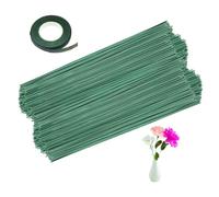 100 PCS Florist Wire Stems, Floral Wire Stems Flexible and Bendable Floristry Wires, 2mm Flower Wires with Green Floral Tape Green Flower Sticks for DIY Crafting Bouquet Making Versatile Use (30cm)