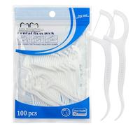 100 pcs Floss Sticks Dental Floss Picks 2 in 1 Portable Floss Sticks, Disposable Dental Floss Toothpicks Interdental Cleaning Tool for Travel Home Office (White-100PCS)