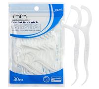 100 pcs Floss Sticks Dental Floss Picks 2 in 1 Portable Floss Sticks, Disposable Dental Floss Toothpicks Interdental Cleaning Tool for Travel Home Office (White-30PCS)