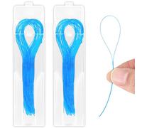 100 PCS Floss Threaders, Deep Clean Dental Floss Threader for Braces, Bridges and Implants Multifunctional Floss Aids, Nylon Loop Design (Pack of 2, Blue)