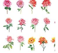 100 Pcs Flower and Plant Stickers Set for Scrapbooks, Diaries, Notebooks Boundless Sea of Flowers Series PET Stickers, for Writing, Handicrafts, Photography (Rose Period)