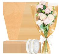 100 Pcs Flower Bouquet Wrapping Paper Kraft Floral Wrap Sleeves