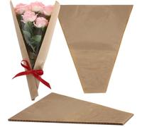 100 Pcs Flower Bouquet Wrapping Paper with Clear Front Window, 13.8x15.7 in Kraft Paper Flower Bags, Flower Rose Sleeves for Valentine Bridal Shower Wedding Anniversary Birthday