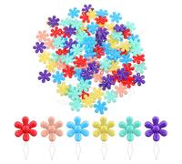 100 PCS Flower Needle Threaders Hand Sewing, Multicolor Flower Floss Threader, Floral Head Needle Threader for Cross Stitch Sewing Quilting Embroidery Crafts