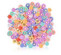 100 PCS Flower Resin Charms, Assorted Slime Charms Mini Resin Flower Flatback Cabochons Beads for DIY Scrapbooking Jewelry Making Craft Decorations (Daisy + Rose)