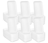 100 Pcs Foam Meat Trays White Foam Crafts Trays Bulk Food Plates Rectangle Painting Dish for Halloween Christmas Printmaking DIY Art Supplies (21 x10 x1.4 cm)