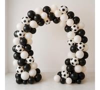 100 Pcs Football Balloon Arch Kit Black White Soccer Balloon Garland with Football Print Balloons Boys Men's Birthday Sports Theme Party Decorations