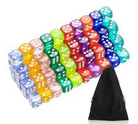 100 Pcs Game Dice Set, Mulitcolor 6 Sided Dice Set, 14 mm Rounded Edges Game Dice Bulk Set for Tenzi, Farkle, Yahtzee, Bunco, Dice Game, Math Game Party Favor, Teaching Math, with 1 x Storage Bag