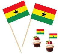 100 Pcs Ghana Flag Ghanaian Toothpick Flags, Cocktail Picks Mini Stick Cupcake Toppers Country Picks Party Decoration Celebration Cocktail Food Bar Cake Flags