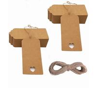 100 pcs Gift Tags Christmas Tree Tags Kraft Paper Hanging Ornament Gift Tags Parcel Tags Luggage Label String Pendant Decal, Brown