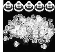 100 PCS Glass Table Top Bumpers with Stem Clear Rubber Grippers Anti-Collision Embedded Patio Table Spacers Patio Tables Spacers for Furniture Cabinet (0.47“× 0.43”)