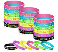 100 Pcs Glow in The Dark Bracelets Neon Party Favors Wristband Silicone Bracelets for Glow in The Dark Carnival Wedding New Years Party Favors Supplies