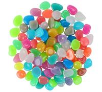 100 PCS Glow in The Dark Garden Pebbles Stones Rocks, EVERMARKET Glowing Rocks for Yard and Walkways Decor (Mix Color)
