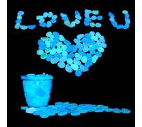 100 PCS Glow in The Dark Garden Pebbles Stones Rocks, EVERMARKET Glowing Rocks for Yard and Walkways Decor, DIY Decorative Luminous Stones in Blue and White