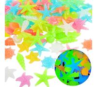 100 PCS Glow in The Dark Rocks - Mixed Color Luminous Stones Starfish-Shaped Sea Aquarium Glow Stones Fish Tank Rocks Outdoor Decor Garden Yard Walkway Pathway FD05MX100A