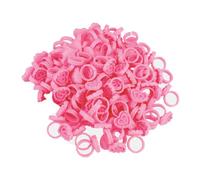 100 PCS Glue Rings Lash Glue Holder Plastic Glue Ring Cups Love Heart Shaped Lash Extension Volume Lashes Quick Blossom Pigment Holders Disposable Finger Hand Beauty Tools for Eyelash Extension