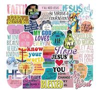 100 Pcs God Jesus Cristianos Cross Faith Bible Verse Stickers, Waterproof Vinyl for Water Bottles, Laptop Scrapbooking