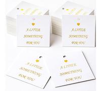 100 Pcs Gold Foil Thank You Gift Tags with String, 2 Inch Pre-Punched Hole Hanging Gift Personalized Tags for Gifts & Favors - for Weddings, Baby Showers, Parties, Holiday, Anniversaries, Celebrations