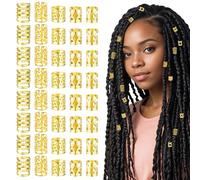 100 Pcs Gold Hair Jewelry Braid, Gold Dreadlock Beads Hair Accessories Rings Clips Dread Locks Metal Braiding Cuffs Adjustable Braiding Cuffs for Women Girls Braid Decoration