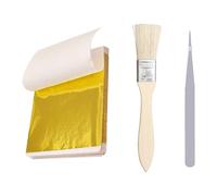 100 Pcs Gold Leaf Sheets, Edible Gold Leaf Kit with Brush Tweezer Edible for Cakes, Desserts, Chocolate, Furniture Decor, Craft, Face Masks, Nail Art, Gilding Art Supplies for Decorate