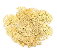 100 PCS Gold Leaves Artificial Flowers, Leaf Charms for Jewelry Making Hollow Leaf Metal Flower Pieces Gold Fake Flowers for Wedding Garland Party Decorations Necklace Bracelet Jewelry DIY Making
