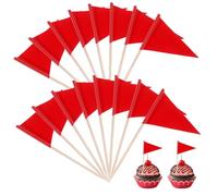 100 Pcs Golf Flag Toothpicks Golf Cupcake Toppers Solid Red Toothpick Flags Small Mini Plain Triangle Cupcake Toppers Flags Fruit Cheese Markers For Wedding Party Buffet Appetizers Diy Decoration