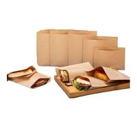 100 Pcs Grease Resistant Kraft Paper Sandwich Bag,6.3X7.8 Inch Food Grade Snack Bag, Pastry Bag Grease Proof Paper For Bakery Doughnut, Biscuit, Cheese Croissant Food Packaging