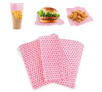 100 Pcs Greaseproof Paper Sheets,Burger Paper Sheets,25 X 21.5 cm Heart Style Wax Papers,Food Wrapping Papers,Sandwich Wrappers,Safe Greaseproof Deli Wrappers for Sandwiches,Burgers,Sweets,Cakes
