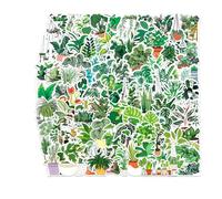 100 Pcs Green Potted Plants Vinyl Stickers,Tropical Flowers Graffiti Stickers,Vinyl Waterproof Sticker for Kids Teens Girls,for Phone Laptop Bottles Skateboard Computer Phone Luggage Guitar Gifts