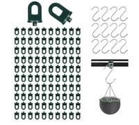 100 Pcs Greenhouse Fixing Clips with 12 S Hooks, Plastic Reliable Durable Greenhouse Twist Clips Indoor Pots Hanging Hook Greenhouse Shading Fixing Clips for Basket Pot, Fixing Wires and Plants