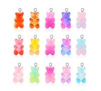 100 Pcs Gummy Bear Charms Pendants Cute Resin Bear Candy Charms in Bright Color Cartoon Bear Keychains Jewelry Necklace Charm Cute Bracelet Accessories for Child DIY Craft