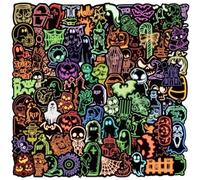 100 Pcs Halloween Stickers - Non Candy Treats for Kids, Halloween Party Favors Supplies, Classroom Prize, Indoor Decorations, Trick or Treat Alternatives for Goody Bags Laptop Water Bottles Journal