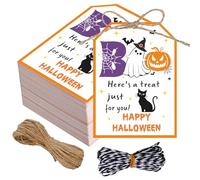 100 Pcs Halloween Tags with String for Boo Baskets Stuffers for Kids You've Been Booed Gift Tags Ghost Spooky Halloween Favor Thank You Candy Bags Classroom Neighbor Party Decoration