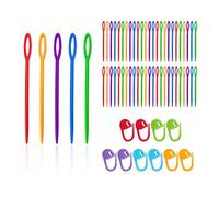 100 pcs Hand Sewing Needles, with 10 pcs Knitting Mark Buckles, Colored Plastic Knitting Sets, Sweater Knitting Tools, Children's Sewing Learning Needles, for Sewing and Children's DIY