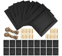 100 Pcs Hanging Paper Photo Frame Set, 6 Inch Black Picture Frames for Wall Collage, DIY Display Kit with Clips, Ropes for Home, Office, Party Decor