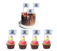 100 Pcs Happy 40th Birthday Black Cupcake Flags Mini Cheers to 40Years Birthday Party Theme Toothpick Stick Flags Happy 40th Birthday Anniversary Cupcake Toppers Cocktail Food Flag Decorations