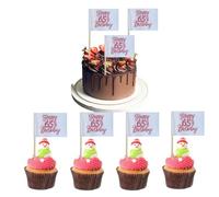 100 Pcs Happy 65th Birthday Pink Cupcake Flags Mini Cheers to 65Years Birthday Party Theme Toothpick Stick Flags Happy 65th Birthday Anniversary Cupcake Toppers Cocktail Food Flag Decorations