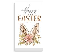 100 Pcs Happy Easter Gift Tags,Leopard Easter Bunny Ear Paper Gift Tags Labels for Friends Gift Wrapping Party Decoration