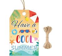 100 Pcs Happy Summer Gift Tags Have A Great Summer Holiday Name Tags with String Party Favors Tags for Pool Party Birthday