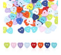 100 Pcs Heart Buttons for Crafts, 1/2 Inch Small Cute Buttons Colorful Decorative Easter Button 2-Hole Resin Button for Sewing, Crafts Making, Knitting, Handmade Ornament, DIY Projects, 8 Colors
